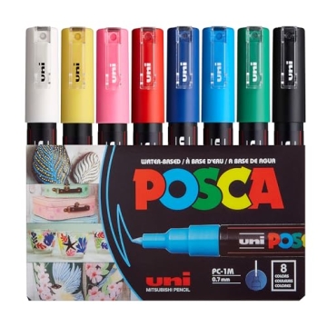 8 Posca Markers 1M, Posca Pens for Art Supplies, School Supplies, Rock Art, Fabric Paint, Fabric Mar...