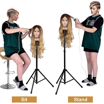 Klvied Adjustable Wig Stand for Hairstyling and Cosmetology