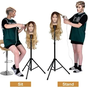 Klvied Adjustable Wig Stand for Hairstyling and Cosmetology