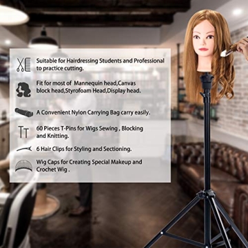 Klvied Adjustable Wig Stand for Hairstyling and Cosmetology