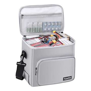 Tamfile Fireproof Lipo Battery Bag with 4200°F Heat Insulated, Ebike Lipo Bag with Pockets and Shou...