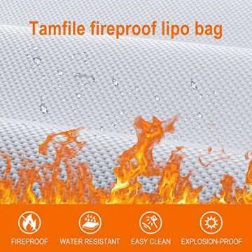 Tamfile Fireproof Lipo Battery Bag with 4200°F Heat Insulated, Ebike Lipo Bag with Pockets and Shoulder Strap,Explosionproof Lipo Safe Bag for Lipo Battery Storage,Transport and Charging
