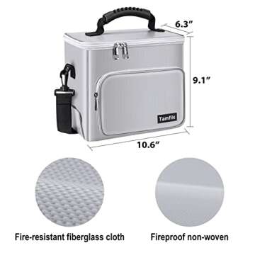 Tamfile Fireproof Lipo Battery Bag with 4200°F Heat Insulated, Ebike Lipo Bag with Pockets and Shoulder Strap,Explosionproof Lipo Safe Bag for Lipo Battery Storage,Transport and Charging