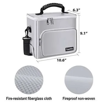 Tamfile Fireproof Lipo Battery Bag with 4200°F Heat Insulated, Ebike Lipo Bag with Pockets and Shoulder Strap,Explosionproof Lipo Safe Bag for Lipo Battery Storage,Transport and Charging