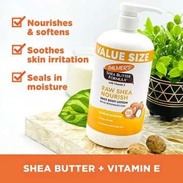 Palmer's Shea Formula Raw Shea Body Lotion for Dry Skin, Hand & Body Moisturizer, Value Size Pump Bottle, 33.8 Ounces (Pack of 1)