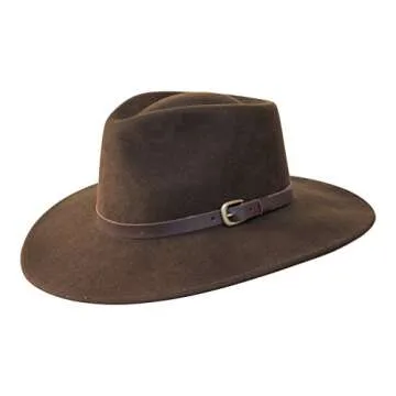 B&S Premium Lewis Wide Brim Fedora Hat - Wool & Water Resistant