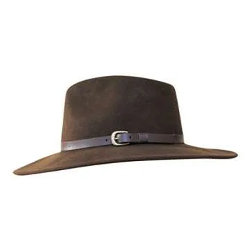 B&S Premium Lewis Wide Brim Fedora Hat - Wool & Water Resistant