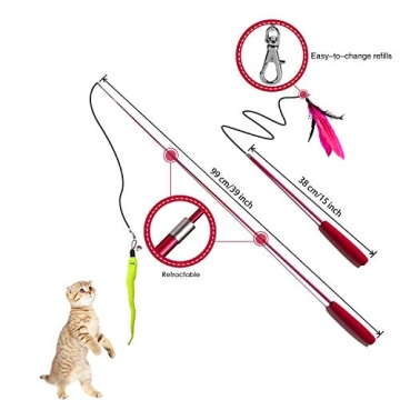 Interactive Cat Wand Toy Set with Colorful Feather Attachments