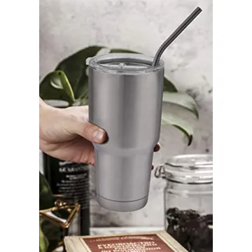 Hiware 12-Pack Black Stainless Steel Straws for Tumblers