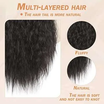 AISI BEAUTY Long Drawstring Ponytail Extension Synthetic 22" Kinky Straight Bun Ponytail Clip on Hair Extensions Ponytail for Women(2#)