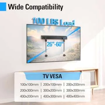 Mounting Dream Studless TV Wall Mount for Most 26-60 Inch TVs, No Drill TV Mount with Loading Capacity 100lbs, Max Vesa 400 x 400mm, Drywall TV Wall Mount Bracket, Easy Install, Low Profile, MD6230-M