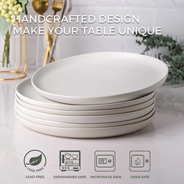 AmorArc Ceramic Dinner Salad Plates Set of 6 - Wavy Design