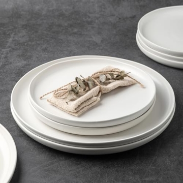 AmorArc Ceramic Dinner Salad Plates Set of 6 - Wavy Design