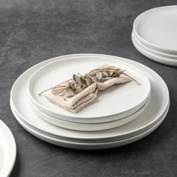 AmorArc Ceramic Dinner Salad Plates Set of 6 - Wavy Design