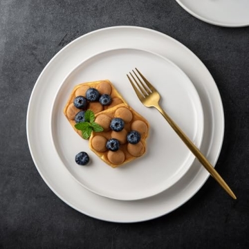 AmorArc Ceramic Dinner Salad Plates Set of 6 - Wavy Design