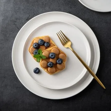 AmorArc Ceramic Dinner Salad Plates Set of 6 - Wavy Design