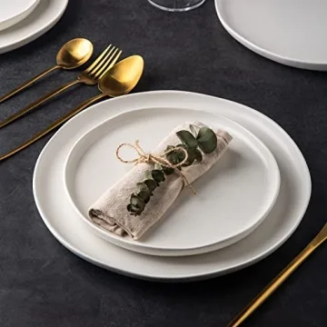 AmorArc Ceramic Dinner Salad Plates Set of 6 - Wavy Design