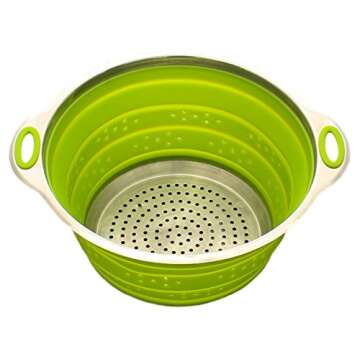 Collapsible Stainless Steel and Silicone Strainer