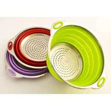 Collapsible Stainless Steel and Silicone Strainer
