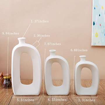 Anding White Ceramic Vase - 3 Set Vases. Matte Design - Modern Vase Decoration. Perfect Home Decoration Vase (LY688set)