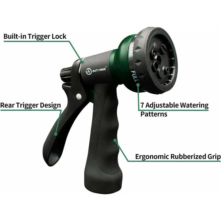 AUTOMAN Garden Hose Nozzle - 2 Pack with 7 Patterns