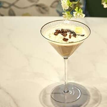 Gold Rim Martini Glasses - Set of 4-10 oz, 24K Gilded Classic Vintage Glasses For Martinis, Cocktails, Champagne, Water & Wine - Hand Blown Classic Coupes Gilded Rimed, Crystal Coupe with Long Stems