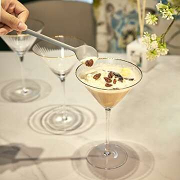 Gold Rim Martini Glasses - Set of 4-10 oz, 24K Gilded Classic Vintage Glasses For Martinis, Cocktails, Champagne, Water & Wine - Hand Blown Classic Coupes Gilded Rimed, Crystal Coupe with Long Stems