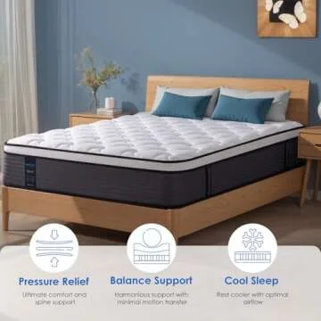 Queen Mattress, 12 Inch Queen Size Hybrid Mattress in a Box, Gel Memory Foam & Individually Pocket Innerspring Hybrid Bed, Medium Firm CertiPUR-US Certified & Fiberglass Free