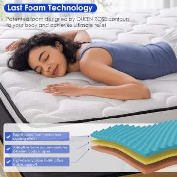 Queen Mattress, 12 Inch Queen Size Hybrid Mattress in a Box, Gel Memory Foam & Individually Pocket Innerspring Hybrid Bed, Medium Firm CertiPUR-US Certified & Fiberglass Free