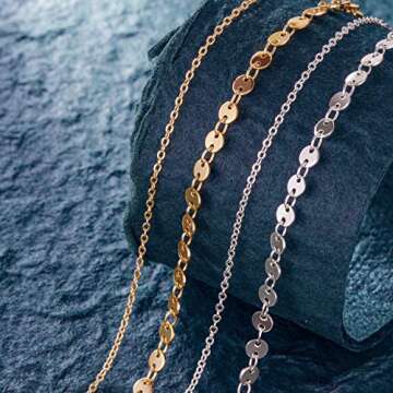 LOYATA Ankle Bracelets For Women Coin Anklet Boho Layered Anklets Double Chain Disc Coin Ankle Bracelet Womens Ankle Bracelet Gift For Her Anklets For Women Christamas Gift