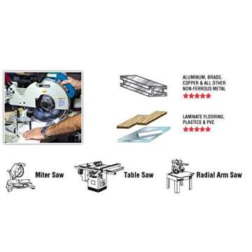 Amana Tool Mamba MA10080 Carbide Tipped Thin Kerf Circular Saw Blade for Plastic Laminate Flooring, Non-Ferrous Metals, and PVC Cutting 10 Inch D x 80T, TCG, -6 Deg, 5/8 Bore