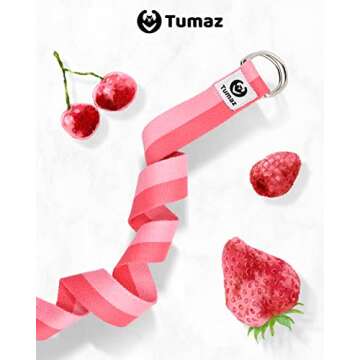 Tumaz Yoga Strap/Stretch Bands [15+ Colors, 6/8/10 Feet Options] with Extra Safe Adjustable D-Ring B...