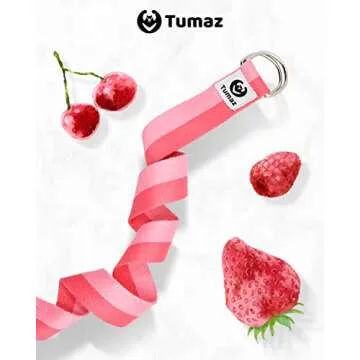 Tumaz Yoga Strap/Stretch Bands [15+ Colors, 6/8/10 Feet Options] with Extra Safe Adjustable D-Ring B...