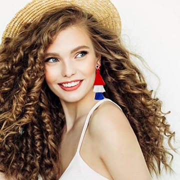 Patriotic Tassel Beaded Earrings for 4th of July Celebrations