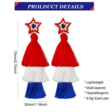Patriotic Tassel Beaded Earrings for 4th of July Celebrations