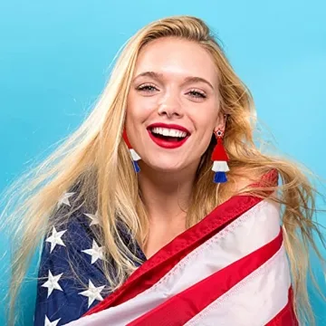 Patriotic Tassel Beaded Earrings for 4th of July Celebrations