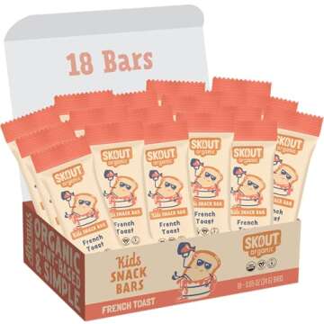 Skout Organic French Toast Frenzy Kids Snack Bars (18 Pack) | Organic Kids Snack Bars | Plant-Based ...