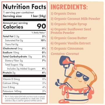 Skout Organic French Toast Frenzy Kids Snack Bars (18 Pack) | Organic Kids Snack Bars | Plant-Based Nutrition | Vegan | Gluten, Dairy, Grain, Peanut, Tree Nut & Soy Free