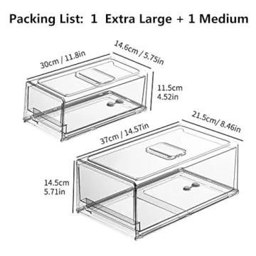 YekouMax Stackable Fridge Organizers with Pull-Out Drawers
