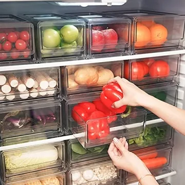 YekouMax Stackable Fridge Organizers with Pull-Out Drawers