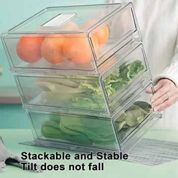 YekouMax Stackable Fridge Organizers with Pull-Out Drawers