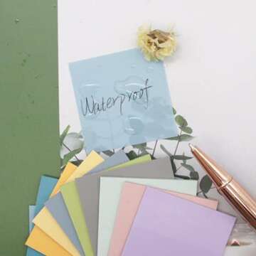 Dreamty Transparent Sticky Note Pads 3x3 PET Waterproof Self-Adhesive Memo, Pack of 10, 500 Sheets (Colorful, 1.76x1.76)