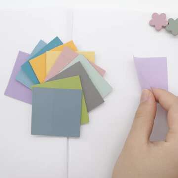 Dreamty Transparent Sticky Note Pads 3x3 PET Waterproof Self-Adhesive Memo, Pack of 10, 500 Sheets (Colorful, 1.76x1.76)