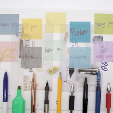 Dreamty Transparent Sticky Note Pads 3x3 PET Waterproof Self-Adhesive Memo, Pack of 10, 500 Sheets (Colorful, 1.76x1.76)