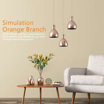 DULRLLY 3 PCS Artificial Tangerine Branches, 25 Inch Faux Orange Stems with Green Leaves, Simulation Long Stem Fruit Bouquet for Home Party Kitchen Festival Decoration