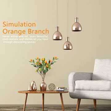 DULRLLY 3 PCS Artificial Tangerine Branches, 25 Inch Faux Orange Stems with Green Leaves, Simulation Long Stem Fruit Bouquet for Home Party Kitchen Festival Decoration