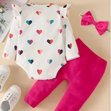 Stylish 3pc Frill Romper & Pant Set for Baby Girls