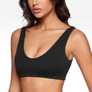 INGIA Womens U-Neck Sports Bra Padded U Back Medium Impact Fitness Yoga Bar Workout Crop Top with Bu...