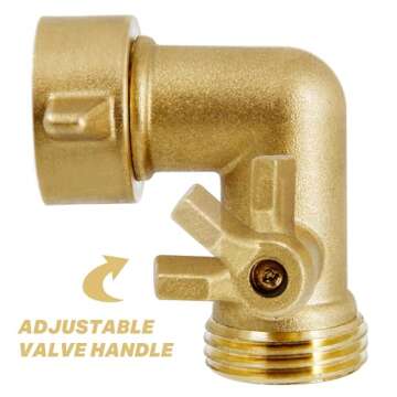 Twinkle Star 90 Degree Garden Hose Elbow with Shut Off Valve 2 Pack, 3/4" Heavy Duty Hose Adapter with 2 O-rings, Solid Brass Gooseneck Garden Hose Connector