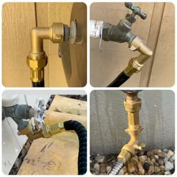 Twinkle Star 90 Degree Garden Hose Elbow with Shut Off Valve 2 Pack, 3/4" Heavy Duty Hose Adapter with 2 O-rings, Solid Brass Gooseneck Garden Hose Connector